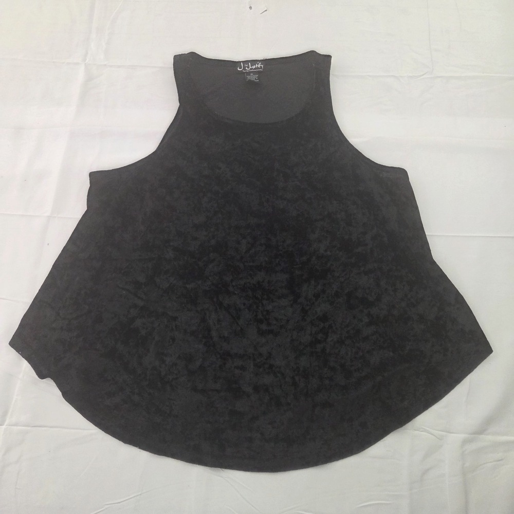 J For Justify Tank Top Juniors XL Black Crushed Velvet Swing Y2K Whimsigoth